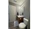 This bathroom includes a vanity, mirror, toilet and shower with a gray color palette at 1406 Bigleaf Cir, Sheridan, IN 46069