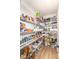 Well-organized walk-in pantry with abundant shelving for optimal food storage at 16283 Spring Bank Ct, Fishers, IN 46040