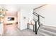 Carpeted staircase that leads to a finished basement with living room and entertainment area at 16283 Spring Bank Ct, Fishers, IN 46040