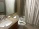 Bathroom featuring a granite countertop vanity and a shower with a curtain at 1807 Park North Bnd, Indianapolis, IN 46260