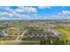 An aerial view of homes and a planned neighborhood with green spaces under a partially cloudy blue sky at 6137 Hardwick Dr, Whitestown, IN 46075