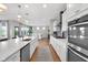 Bright kitchen boasts a large island, stainless steel appliances, and modern design elements at 6137 Hardwick Dr, Whitestown, IN 46075