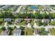 An aerial view of a home in a residential neighborhood with well-manicured lawns and mature trees at 8380 Kolven Dr, Avon, IN 46123