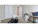 This bedroom features neutral walls, carpeted floors, and a closet for storage at 958 Denton Ct, Westfield, IN 46074