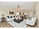 Bright living room boasts modern furniture, vaulted ceilings, and hardwood floors at 10548 Magenta Dr, Noblesville, IN 46060