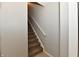 Carpeted staircase with a white handrail, leading to the upper level of the home at 10548 Magenta Dr, Noblesville, IN 46060