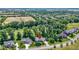 An aerial view of houses in a green neighborhood with a golf course shown in the background at 10585 Golden Bear Way, Noblesville, IN 46060