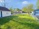 Large backyard with green grass and a fenced area, perfect for outdoor activities at 1155 E Perry St, Indianapolis, IN 46227