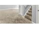 Carpeted basement with a staircase and neutral wall paint at 14095 Northcoat Pl, Fishers, IN 46038