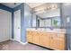 Well-lit bathroom featuring double sinks, wood cabinets and large mirrors at 143 W Clear Lake Ct, Westfield, IN 46074