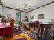 Spacious office with hardwood floors, wood trim, a large desk, and ornate chandelier at 146 E Broadway St, Shelbyville, IN 46176