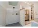 Modern bathroom featuring a glass block partition and a large, luxurious shower at 18 Point Ln, Arcadia, IN 46030