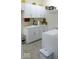 Bright laundry room with white cabinetry, a sink, and a front-loading washer for added convenience at 204 St Andrews Ave, Edinburgh, IN 46124