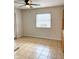 Cozy dining area features ceramic tile flooring, neutral paint, and modern ceiling fan at 2770 Two Worlds Dr, Columbus, IN 47201