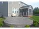 A concrete patio outside with a screened-in porch, perfect for relaxation and outdoor activities at 10166 Ranford Blvd, Fishers, IN 46040