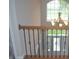 Upstairs view of the front door and decorative glass in the entryway at 10166 Ranford Blvd, Fishers, IN 46040