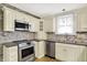 Kitchen features stainless steel appliances, custom cabinets, and stone backsplash at 1411 N Linwood Ave, Indianapolis, IN 46201