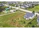 Aerial view showcases a spacious backyard and outdoor patio, nestled within a community featuring green spaces and playgrounds at 15984 Conductors Dr, Westfield, IN 46074