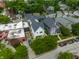 An aerial view of the listing and the surrounding houses at 1610 N Alabama St, Indianapolis, IN 46202