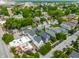 An aerial shot of the property within a community featuring beautiful greenery, urban charm, and proximity to city amenities at 1610 N Alabama St, Indianapolis, IN 46202