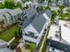 Overhead shot showcases a stone patio and manicured backyard, creating an inviting and secluded retreat at 1610 N Alabama St, Indianapolis, IN 46202