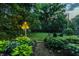 Lush backyard featuring a manicured lawn, mature trees, and tranquil seating area at 4130 N Meridian St, Indianapolis, IN 46208