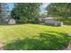 Large backyard featuring two sheds, offering ample storage space and a well-kept lawn at 425 Saddle Hill Ct, Indianapolis, IN 46234