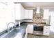 Kitchen featuring stainless steel appliances, modern backsplash, sink, and ample storage at 6379 Monitor Dr, Indianapolis, IN 46220