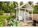 Charming shed with a quaint porch, decorative railings, and inviting curb appeal at 6379 Monitor Dr, Indianapolis, IN 46220