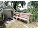 Landscaped yard features a potting bench, wheelbarrow and birdhouse at 6379 Monitor Dr, Indianapolis, IN 46220