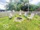 A quaint backyard featuring a fire pit area with chairs for outdoor relaxation and enjoyment at 6546 Derbyshire Rd, Indianapolis, IN 46227