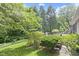 Lush backyard with well-manicured lawn, mature trees, and an inviting wooden deck perfect for outdoor entertaining at 1114 Clairborne Ct, Indianapolis, IN 46280
