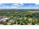 Wide aerial shot highlighting neighborhood with lush greenery, houses, buildings, trees, and a distant city skyline at 1420 E Loretta Dr, Indianapolis, IN 46227
