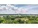 Aerial view capturing the skyline and community, framed by lush treetops and clear skies at 2426 Lasalle St, Indianapolis, IN 46218