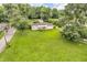 An aerial view of the property highlighting the home's location and expansive yard at 6349 S Harding St, Indianapolis, IN 46217