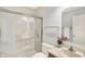 Clean bathroom featuring glass shower, toilet, sink, towel bar, and vanity with mirror at 9578 Cadbury Cir, Indianapolis, IN 46260