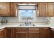 Cozy kitchen featuring wood cabinetry, stainless steel sink, and a bright window with views at 1011 Stevedon Ct, Plainfield, IN 46168