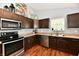 Well-equipped kitchen featuring dark cabinets, stainless steel appliances, and modern countertops at 10173 Stillwell Dr, Avon, IN 46123