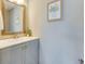 Bathroom featuring a vanity sink, framed mirror, and decorative accents at 341 Thistlewood Dr, Greenfield, IN 46140