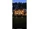 Outdoor deck area with string lights and lush landscaping in the backyard at night at 37 E Waterbury Rd, Indianapolis, IN 46227