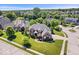 Beautiful aerial view of home on landscaped lot within a neighborhood near a lake and mature trees at 3711 Pete Dye Blvd, Carmel, IN 46033