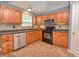 Updated kitchen featuring stainless steel appliances, oak cabinets, and a tile backsplash at 3903 Junco Cir, Indianapolis, IN 46228
