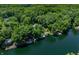 Stunning aerial view of lakefront homes surrounded by lush greenery, offering privacy and scenic beauty at 6254 Grosbeak Ct, Nineveh, IN 46164