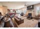 Spacious living room with hardwood floors, fireplace, fan, and plenty of natural light at 1266 Hamilton Dr, Greenwood, IN 46143