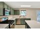 Contemporary kitchen featuring stainless steel appliances, and trendy green cabinets at 14373 Orange Blossom Trl, Fishers, IN 46038
