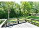 Outdoor deck overlooking a serene backyard with lush trees and greenery at 524 Concord Ct, Fishers, IN 46038