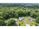 An aerial view of a property featuring surrounding trees and a glimpse of a nearby lake at 7780 Cree Trl, Indianapolis, IN 46250