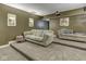 Home theater with stepped seating, comfortable couches, projector, and sconce lighting at 3270 Cherokee Cir, Bargersville, IN 46106