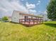 Spacious backyard with a wooden deck, ideal for outdoor entertaining and relaxation at 5548 Glen Canyon Dr, Indianapolis, IN 46237