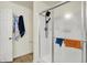 Walk-in shower with glass door and modern black shower head and hardware at 6383 Enclave Blvd, Greenwood, IN 46143